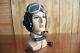 Vintage MiG Fighter Pilot Leather Flight Helmet, Throat Microphone, Goggles