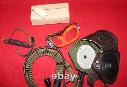 Vintage Pilot Leather Flight Helmet Leather Goggles Oxygen Mask 6505