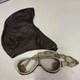 Vintage Scully Air Mail Leather Aviator Flight Cap Pilot Helmet Goggles Medium