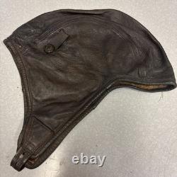 Vintage Scully Air Mail Leather Aviator Flight Cap Pilot Helmet Goggles Medium