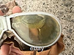 Vintage Scully Air Mail Leather Aviator Flight Cap Pilot Helmet Goggles Medium