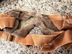Vintage Scully Air Mail Leather Aviator Flight Cap Pilot Helmet Goggles Medium