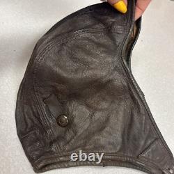 Vintage Scully Air Mail Leather Aviator Flight Cap Pilot Helmet Goggles Medium