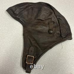 Vintage Scully Air Mail Leather Aviator Flight Cap Pilot Helmet Goggles Medium