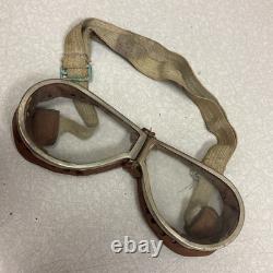 Vintage Scully Air Mail Leather Aviator Flight Cap Pilot Helmet Goggles Medium