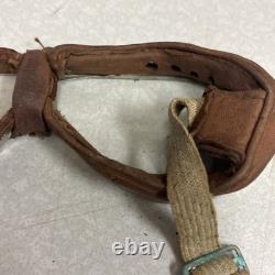 Vintage Scully Air Mail Leather Aviator Flight Cap Pilot Helmet Goggles Medium