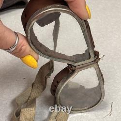 Vintage Scully Air Mail Leather Aviator Flight Cap Pilot Helmet Goggles Medium