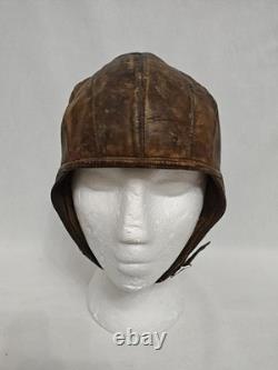 Vintage Scully Brothers Leather Aviator Flight Helmet Shearling Lined 1940s-50s