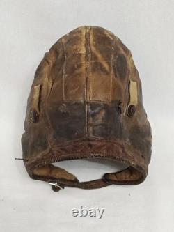 Vintage Scully Brothers Leather Aviator Flight Helmet Shearling Lined 1940s-50s