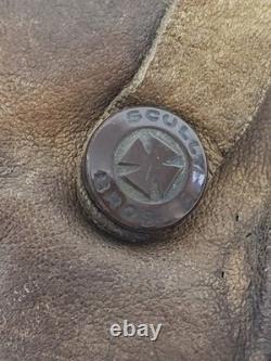 Vintage Scully Brothers Leather Aviator Flight Helmet Shearling Lined 1940s-50s