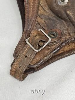 Vintage Scully Brothers Leather Aviator Flight Helmet Shearling Lined 1940s-50s