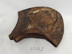 Vintage Scully Brothers Leather Aviator Flight Helmet Shearling Lined 1940s-50s