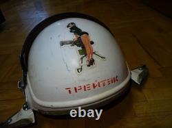 Vintage Soviet Air Force Flight Helmet ZSh-3M Cold War Era Pilot Helmet USSR