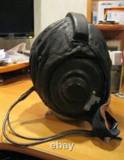 Vintage Soviet Pilot Helmet Flight Winter SHZ-78 USSR Air Force Leather Fur