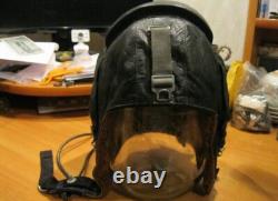 Vintage Soviet Pilot Helmet Flight Winter SHZ-78 USSR Air Force Leather Fur