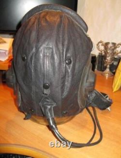 Vintage Soviet Pilot Helmet Flight Winter SHZ-78 USSR Air Force Leather Fur