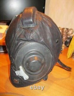 Vintage Soviet Pilot Helmet Flight Winter SHZ-78 USSR Air Force Leather Fur