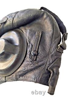 Vintage Soviet USSR Pilot Leather Flight Helmet Fur Lined 1956 Moscow Cold War