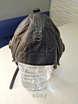 Vintage Soviet USSR Pilot Leather Flight Helmet Fur Lined 1956 Moscow Cold War