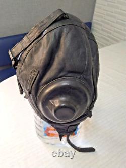 Vintage Soviet USSR Pilot Leather Flight Helmet Fur Lined 1956 Moscow Cold War