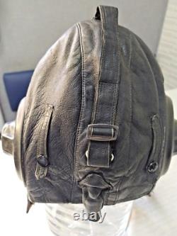 Vintage Soviet USSR Pilot Leather Flight Helmet Fur Lined 1956 Moscow Cold War