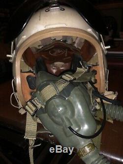Vintage US Air Force P-4A Pilots Flight Helmet With Oxygen Mask & Headphones
