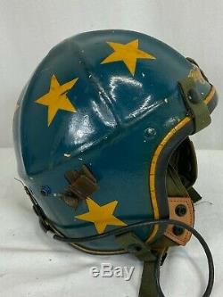Vintage US Navy H-4 Pilots Flight Helmet & Named Helmet Bag