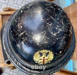 Vintage WWI Italian Leather Pilot Flight Helmet