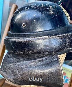 Vintage WWI Italian Leather Pilot Flight Helmet