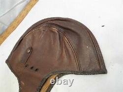 Vintage WWI era Military Pilot Aviator Flight Skull Cap Helmet Hat