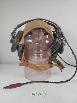 Vintage WWII Air Force Pilots AN-H-15 Helmet Cap Flight 2 Headset w Mic& Bag Lot
