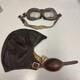 Vintage WWII Leather Aviator Flight Cap Pilot Helmet Goggles Slote & Klein