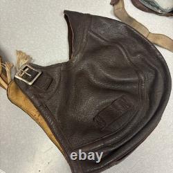 Vintage WWII Leather Aviator Flight Cap Pilot Helmet Goggles Slote & Klein
