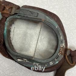 Vintage WWII Leather Aviator Flight Cap Pilot Helmet Goggles Slote & Klein