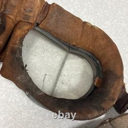 Vintage WWII Leather Aviator Flight Cap Pilot Helmet Goggles Slote & Klein