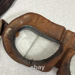 Vintage WWII Leather Aviator Flight Cap Pilot Helmet Goggles Slote & Klein