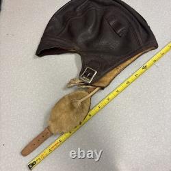Vintage WWII Leather Aviator Flight Cap Pilot Helmet Goggles Slote & Klein