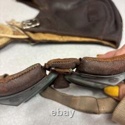 Vintage WWII Leather Aviator Flight Cap Pilot Helmet Goggles Slote & Klein