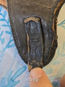 Vintage WWII US Navy Type M-450 Leather Flight Helmet 4-Panel Pilot Goggle Strap