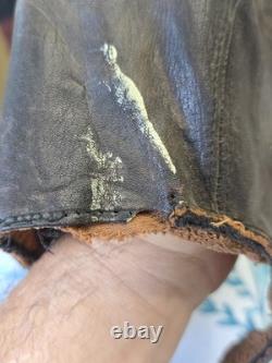 Vintage WWII US Navy Type M-450 Leather Flight Helmet 4-Panel Pilot Goggle Strap