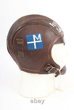 Vintage WWII USN Leather Flight Helmet Pilot Air Crew Skull Cap Mens Size 7 1/4