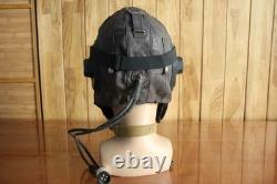 Vintage Winter Leather Flight Helmet, Lined with Wool, MiG Pilot Goggles