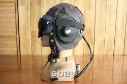 Vintage Winter Leather Flight Helmet, Lined with Wool, MiG Pilot Goggles