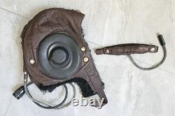 Vintage Winter Leather Flight Helmet, Lined with Wool, MiG Pilot Goggles
