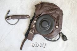 Vintage Winter Leather Flight Helmet, Lined with Wool, MiG Pilot Goggles