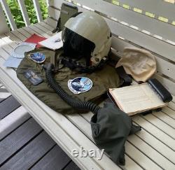 Vtg 1982 US HGU-26P. Air Force helmet, MBU-12/P Mask VAW-126 Logbook E-2C Group