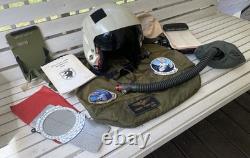 Vtg 1982 US HGU-26P. Air Force helmet, MBU-12/P Mask VAW-126 Logbook E-2C Group