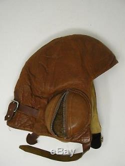Vtg Aviation WWII Canadian RCAF Leather Flight / Pilot Helmet & Radio Headset