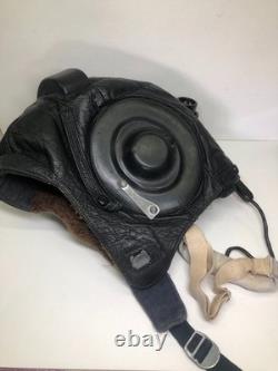 Vtg Pilot Flight Helmet ShL 1970-80s with Goggles & Laryngophone Cold War Era
