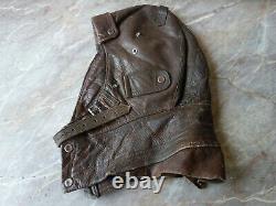 Vtg Rare Ww2 Wwii German Luftwaffe Aviator Pilot Leather Flight Helmet & Gloves